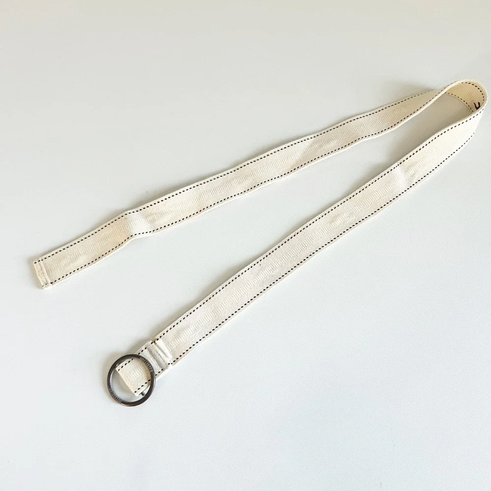 Hollister‎ Womens Cream Canvas Embroidered Seagull Y2K D-Ring Belt 38
